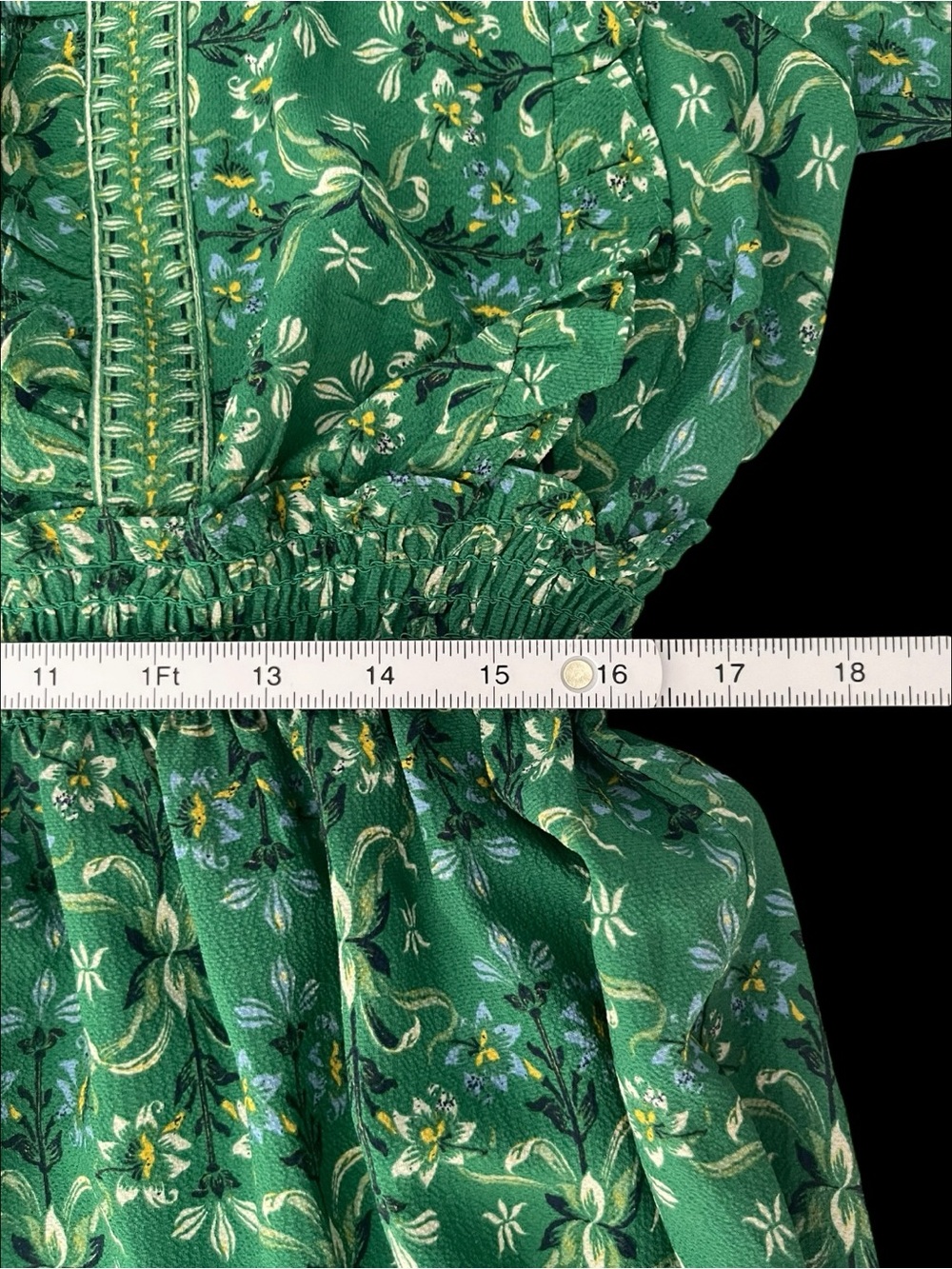 NWOT Max Studio London Green Floral Ruffle Tiered Maxi Dress M Boho Prairie - Picture 7 of 11
